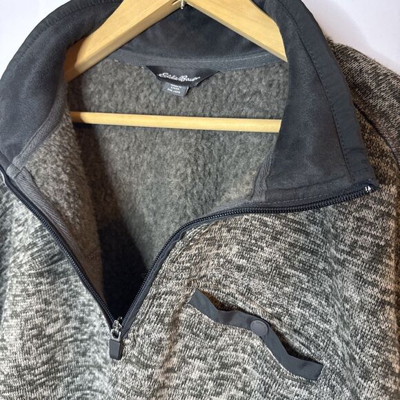 Eddie Bauer Mens‎ 1/4 Zip Sweater Pullover Gray Green Fleece Lined Size XXL Gorp - Picture 8 of 9